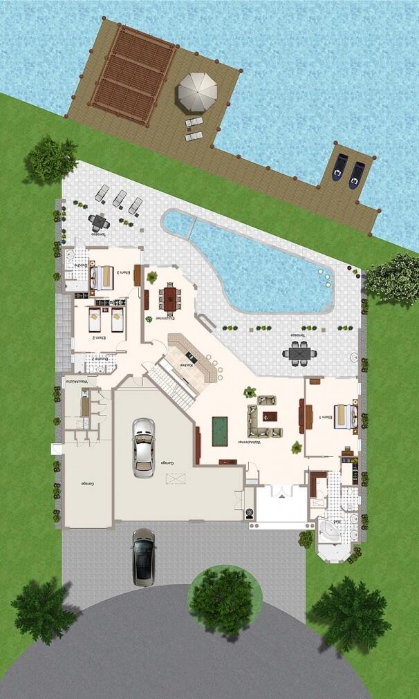 Grundriss Villa The Beachwalk Erdgeschoss Ferienhaus in Cape Coral